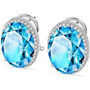 Blue Topaz & Diamond Penelope Halo Stud Earrings in 9ct White Gold