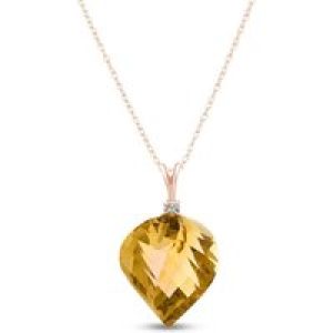 Citrine & Diamond Salma Dimensional Abstract Pendant Necklace in 9ct Rose Gold