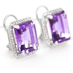 Amethyst & Diamond Lydia Halo Stud Earrings in 9ct White Gold