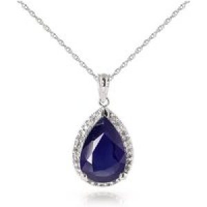 Sapphire & Diamond Cerise Prominent Halo Pendant Necklace in 9ct White Gold