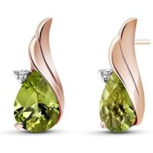 Peridot & Diamond Veronica Stud Earrings in 9ct Rose Gold