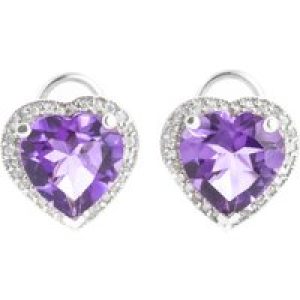 Amethyst & Diamond Eleanor Halo Stud Earrings in 9ct White Gold