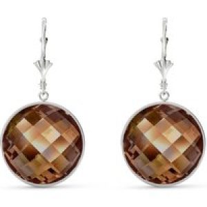 Smoky Quartz Blythe Dimensional Drop Earrings in 9ct White Gold