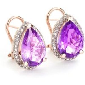 Amethyst & Diamond Cerise Halo Stud Earrings in 9ct Rose Gold