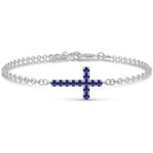 Sapphire Minerva Contemporary Cross Bracelet in 9ct White Gold