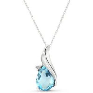 Blue Topaz & Diamond Veronica Pendant Necklace in 9ct White Gold