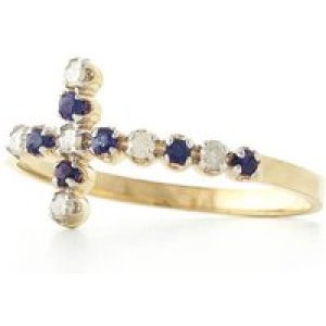 Sapphire & Diamond Minerva Contemporary Cross Ring in 18ct Gold
