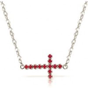 Ruby Minerva Contemporary Cross Pendant Necklace in 9ct White Gold