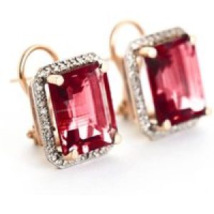 Garnet & Diamond Lydia Halo Stud Earrings in 9ct Rose Gold