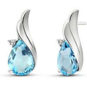 Blue Topaz & Diamond Veronica Stud Earrings in 9ct White Gold