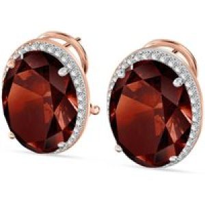 Garnet & Diamond Penelope Halo Stud Earrings in 9ct Rose Gold