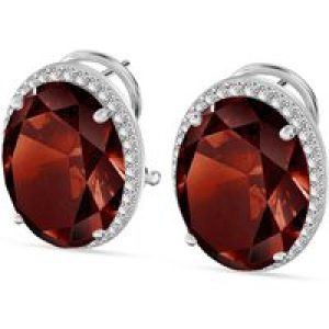 Garnet & Diamond Penelope Halo Stud Earrings in 9ct White Gold