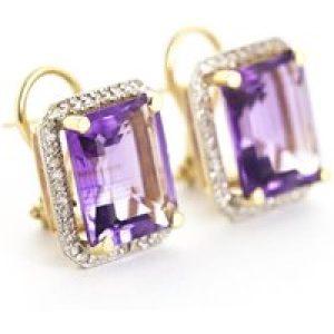 Amethyst & Diamond Lydia Halo Stud Earrings in 9ct Gold