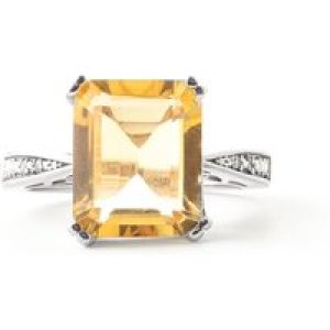 Citrine & Diamond Estelle Statement Embellished Engagement Ring in 18ct White Gold