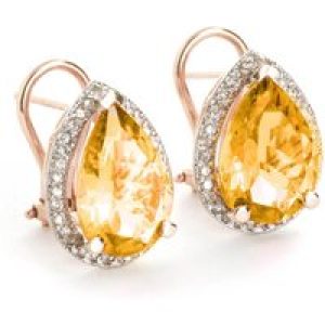 Citrine & Diamond Cerise Halo Stud Earrings in 9ct Rose Gold