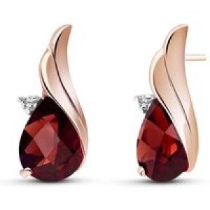 Garnet & Diamond Veronica Stud Earrings in 9ct Rose Gold