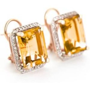Citrine & Diamond Lydia Halo Stud Earrings in 9ct Rose Gold