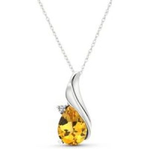 Citrine & Diamond Veronica Pendant Necklace in 9ct White Gold