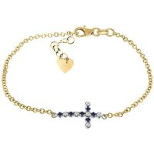 Sapphire & Diamond Minerva Contemporary Cross Bracelet in 9ct Gold
