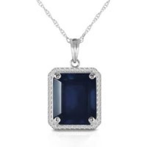 Sapphire & Diamond Lilibet Signature Halo Pendant Necklace in 9ct White Gold