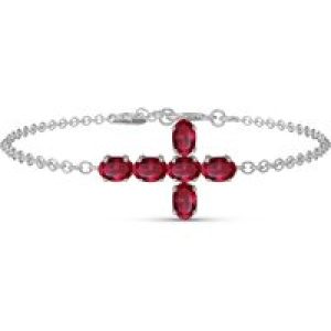 Ruby Diana Contemporary Cross Bracelet in 9ct White Gold