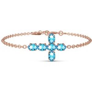 Blue Topaz Diana Contemporary Cross Bracelet in 9ct Rose Gold