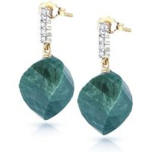 Emerald & Diamond Avery Dimensional Stud Drop Earrings in 9ct Gold