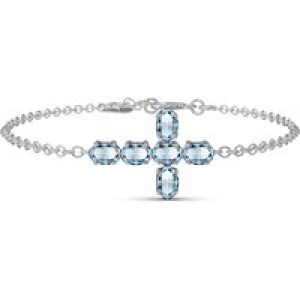 Aquamarine Diana Contemporary Cross Bracelet in 9ct White Gold