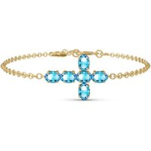 Blue Topaz Diana Contemporary Cross Bracelet in 9ct Gold
