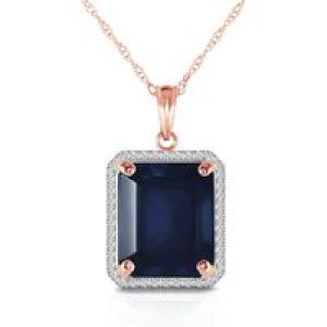 Sapphire & Diamond Lilibet Signature Halo Pendant Necklace in 9ct Rose Gold