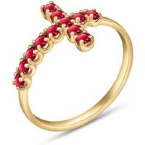 Ruby Minerva Contemporary Cross Ring in 18ct Gold