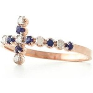 Sapphire & Diamond Minerva Contemporary Cross Ring in 9ct Rose Gold