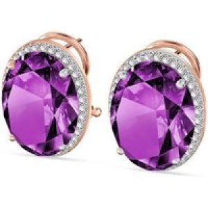 Amethyst & Diamond Penelope Halo Stud Earrings in 9ct Rose Gold