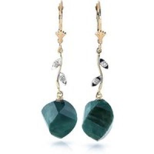 Emerald & Diamond Dimensional Drop Earrings in 9ct Gold