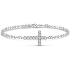 Diamond Minerva Contemporary Cross Bracelet in 9ct White Gold
