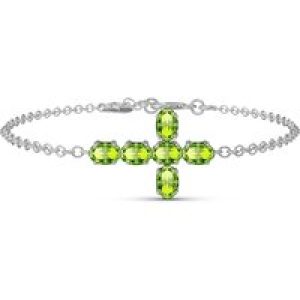 Peridot Diana Contemporary Cross Bracelet in 9ct White Gold