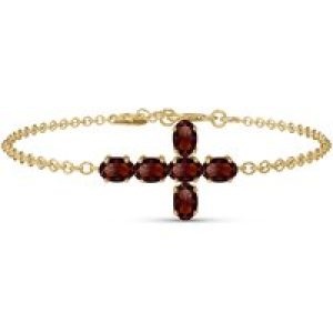 Garnet Diana Contemporary Cross Bracelet in 9ct Gold