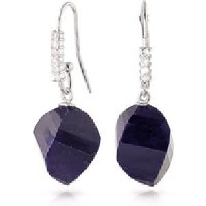 Sapphire & Diamond Prominent Geometric Drop Earrings in 9ct White Gold