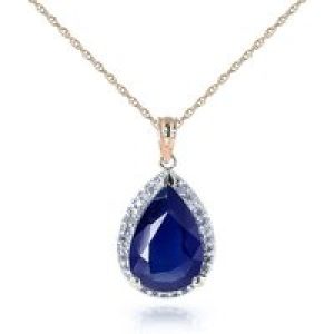 Sapphire & Diamond Cerise Prominent Halo Pendant Necklace in 9ct Rose Gold