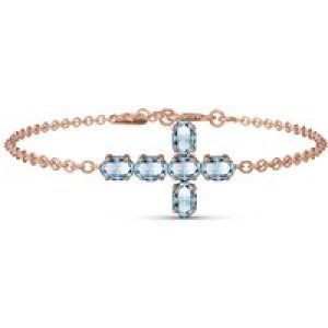 Aquamarine Diana Contemporary Cross Bracelet in 9ct Rose Gold