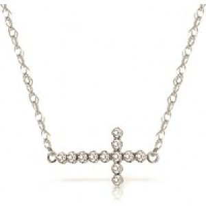 Diamond Minerva Contemporary Cross Pendant Necklace in 9ct White Gold