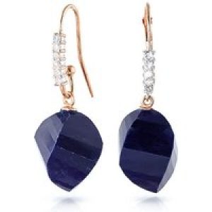 Sapphire & Diamond Prominent Geometric Drop Earrings in 9ct Rose Gold