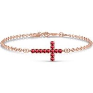 Ruby Minerva Contemporary Cross Bracelet in 9ct Rose Gold
