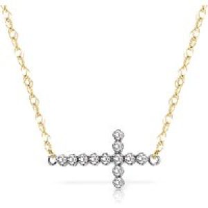 Diamond Minerva Contemporary Cross Pendant Necklace in 9ct Gold