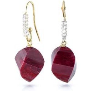 Ruby & Diamond Prominent Geometric Drop Earrings in 9ct Gold