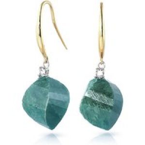 Emerald & Diamond Geometric Drop Earrings in 9ct Gold
