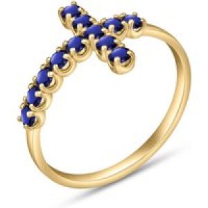 Sapphire Minerva Contemporary Cross Ring in 18ct Gold