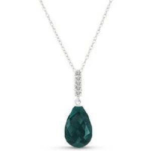 Emerald & Diamond Avery Embellished Drop Pendant Necklace in 9ct White Gold
