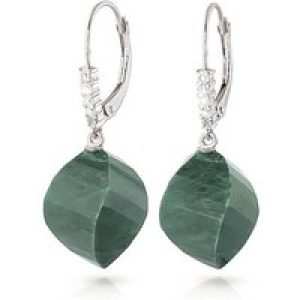 Emerald & Diamond Geometric Drop Earrings in 9ct White Gold