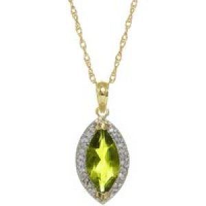 Peridot & Diamond Ivanna Halo Pendant Necklace in 9ct Gold